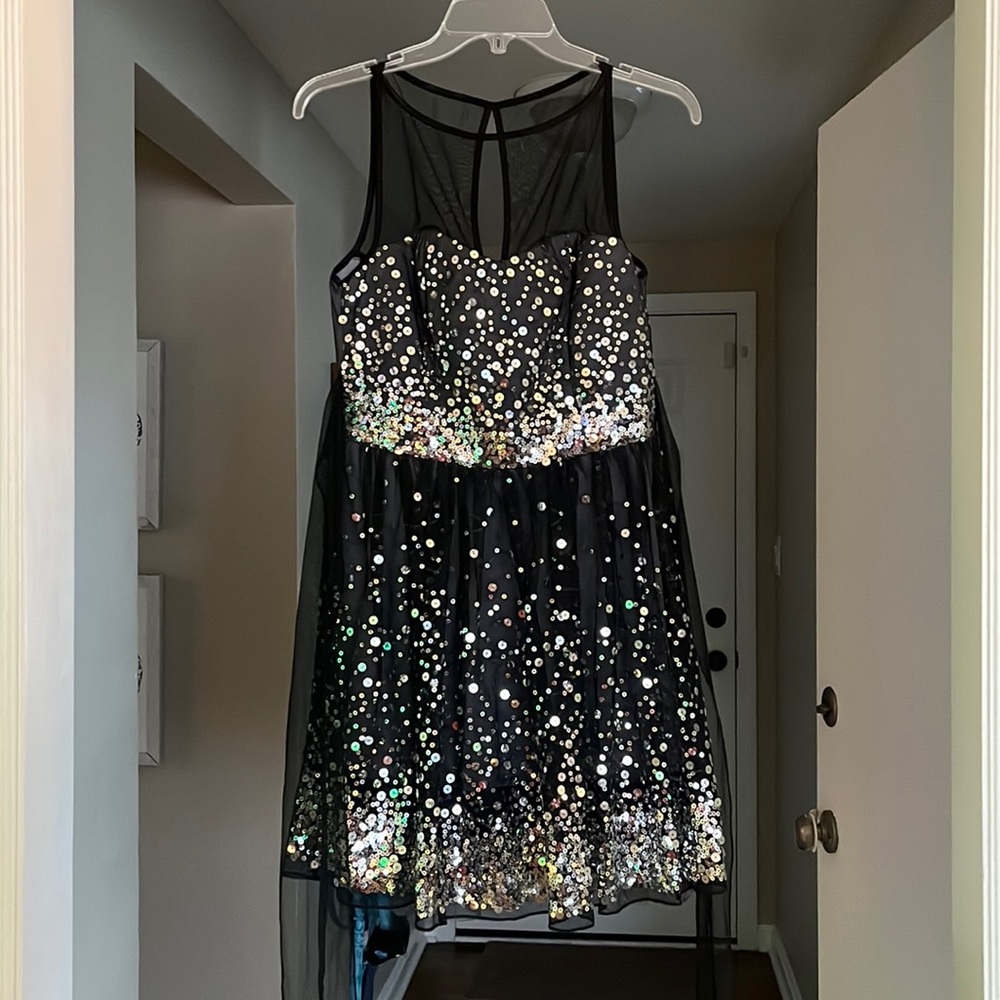 Black sequin mini dress